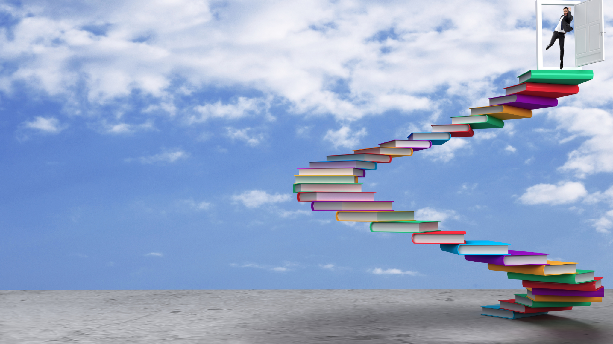 Ступеньки к знаниям. Лестница знаний из книг. Личностный рост и саморазвитие. Стремиться к знаниям. Современные знания.